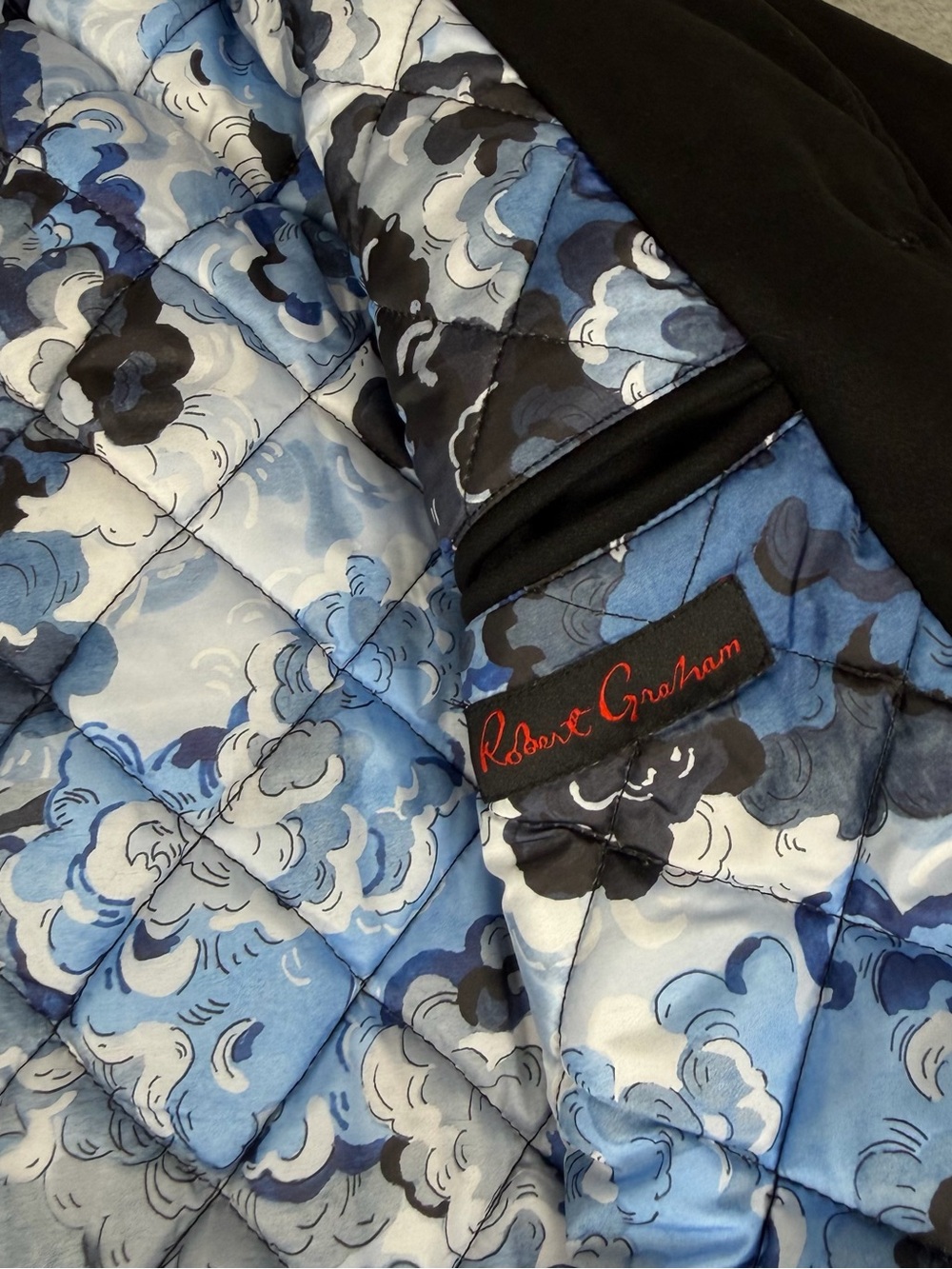 Robert Graham Jacket Mens Medium Black Suede Quilted Lined Button Pockets - Picture 10 of 14